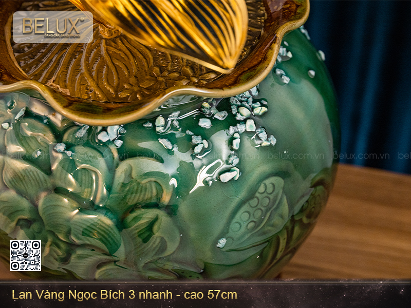 Chậu lan vàng ngọc bích 3 nhánh mạ vàng 24k&nbsp;